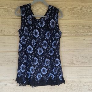 Isaac Mizrahi Live Crochet Lace Floral Tank